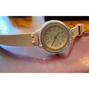 Women's 38mm Gold Tone Charming Charlie Watch, Beige Poly Band